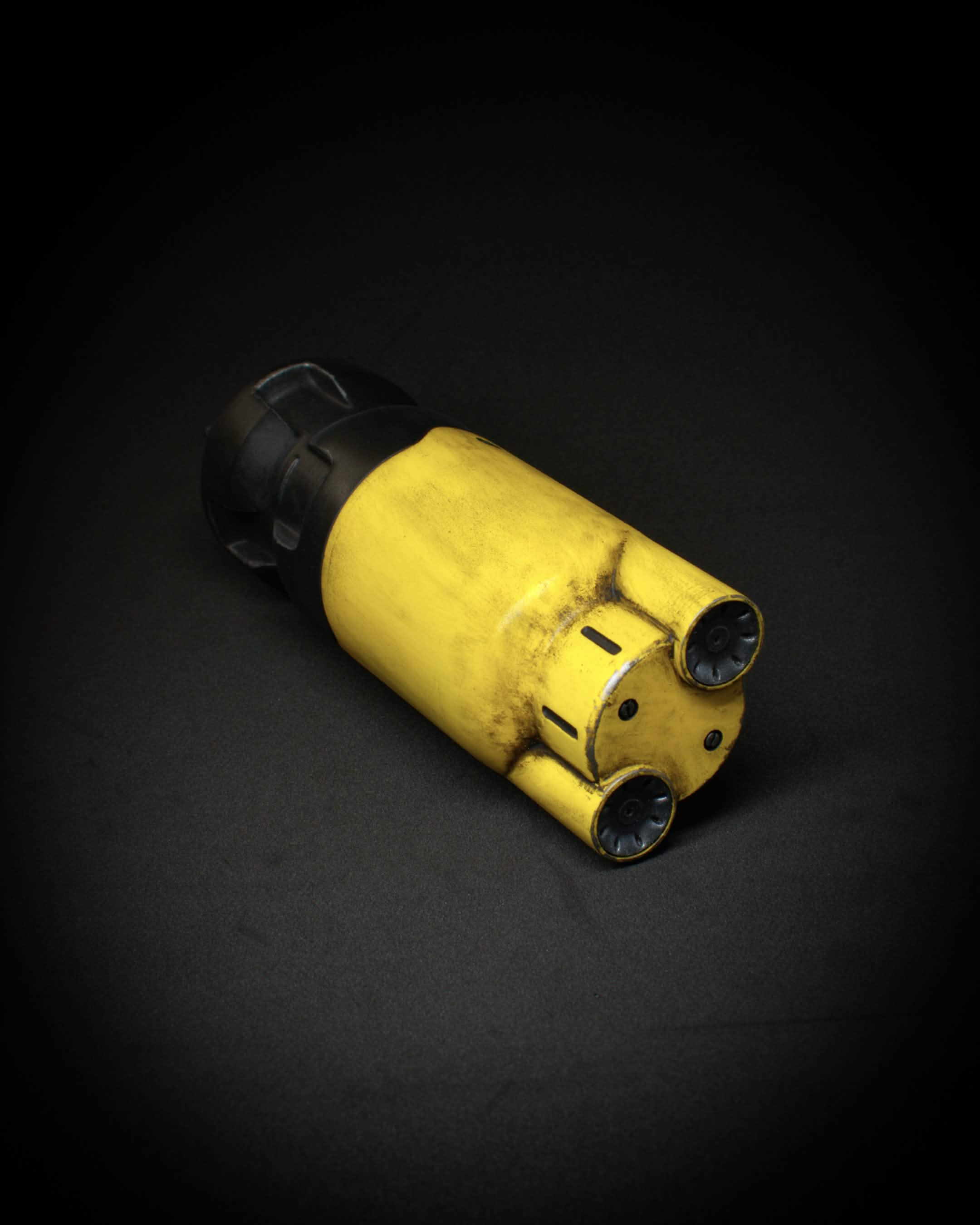Detail view of the painted and weathered Fusion Core prop.
